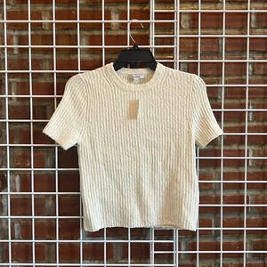 NWT Madewell Short Sleeve Boucle Cream Sweater
